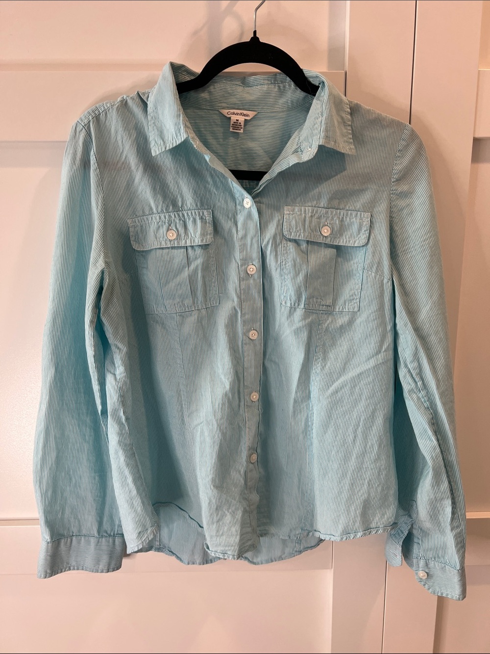 Calvin Klein Pale Blue Button-Front Utility Shirt